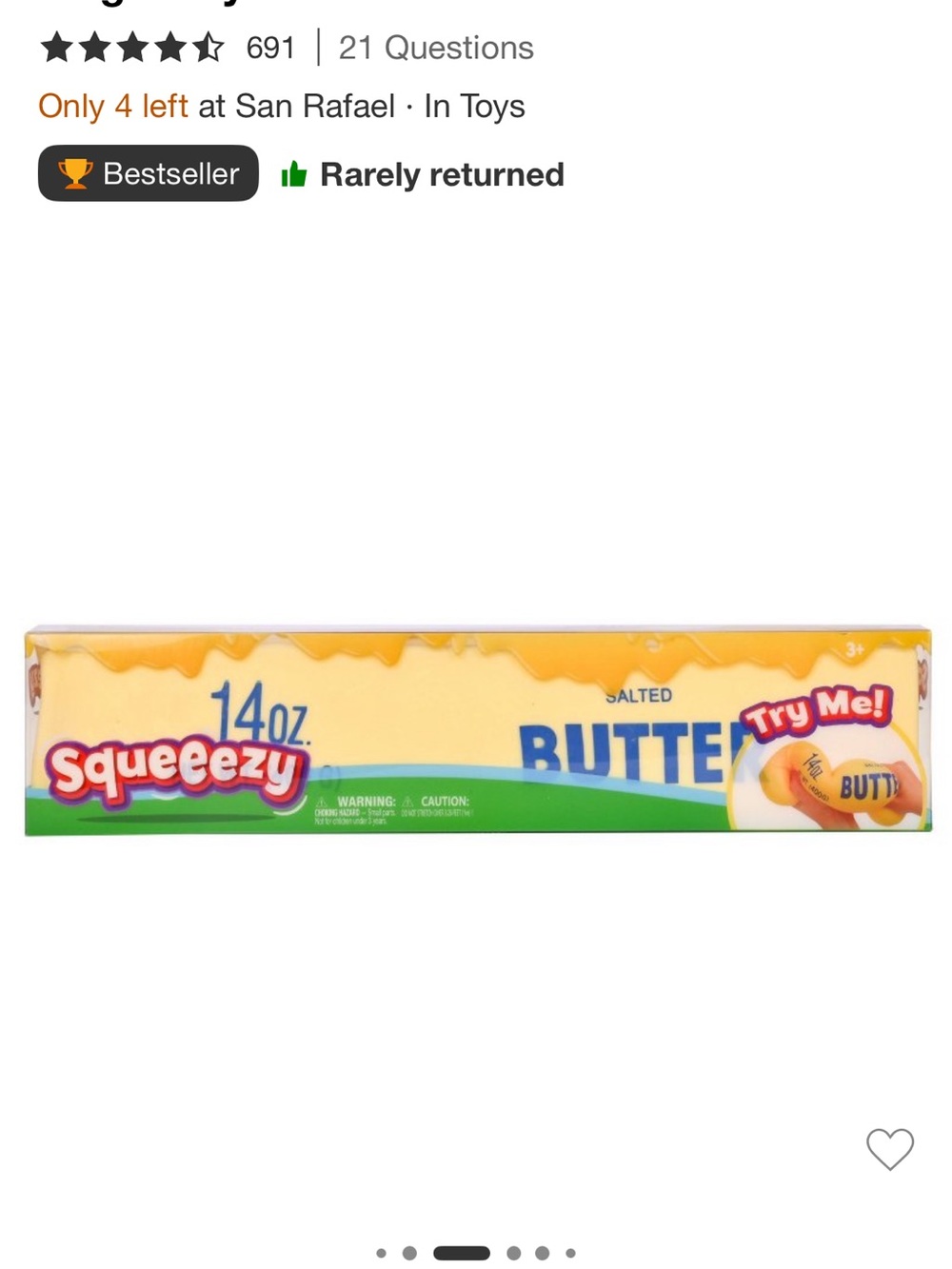 Large Squeezy 14 oz Salted Butter Toy - Yellow